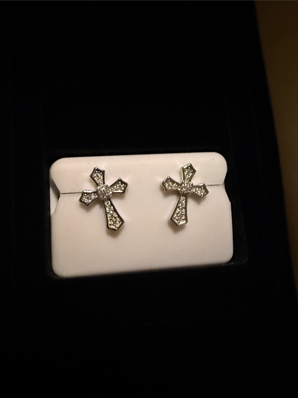 Sterling Silver Moissanite Cross Stud Earrings